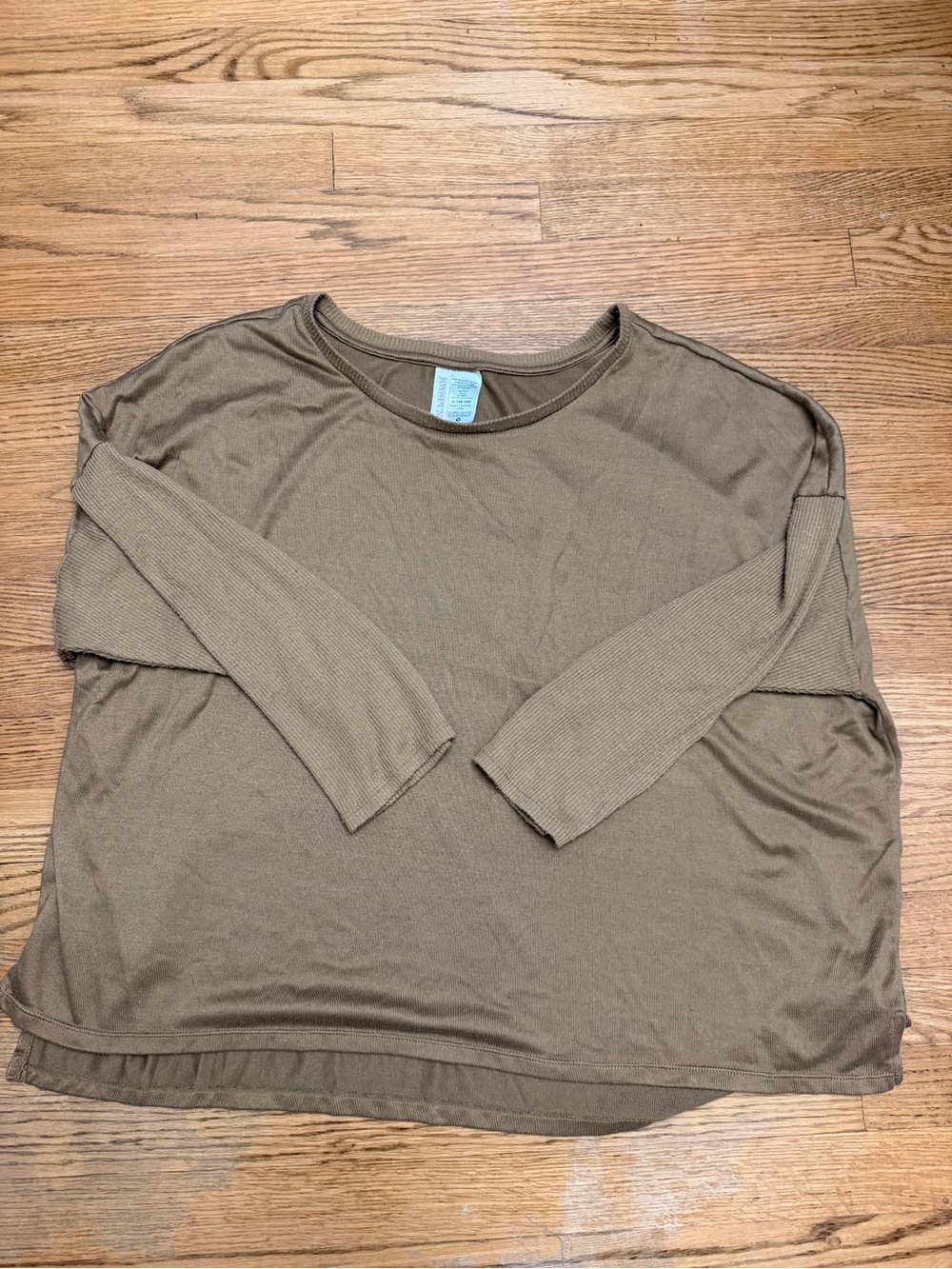 Joyspun Women’s Relaxed Long Sleeve Top Size 2X 18W-20W Brown